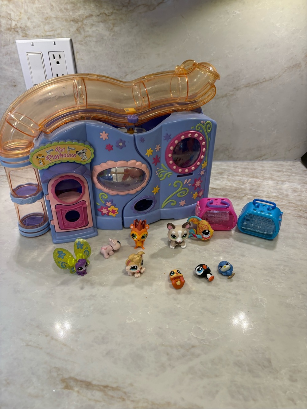 Littlest Pet Shop Purple Playhouse with Orange Slide and Pink Accents
